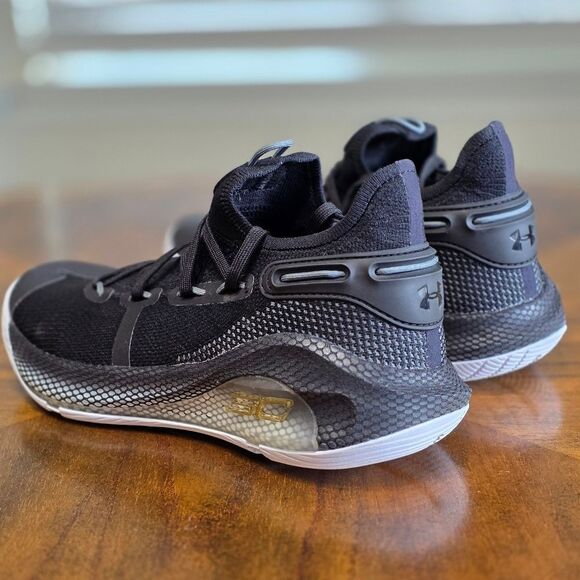 Under Armour UA Stephen Curry 6 Team Black Gold Metallic HOVR Size 10 Warriors - Picture 6 of 16